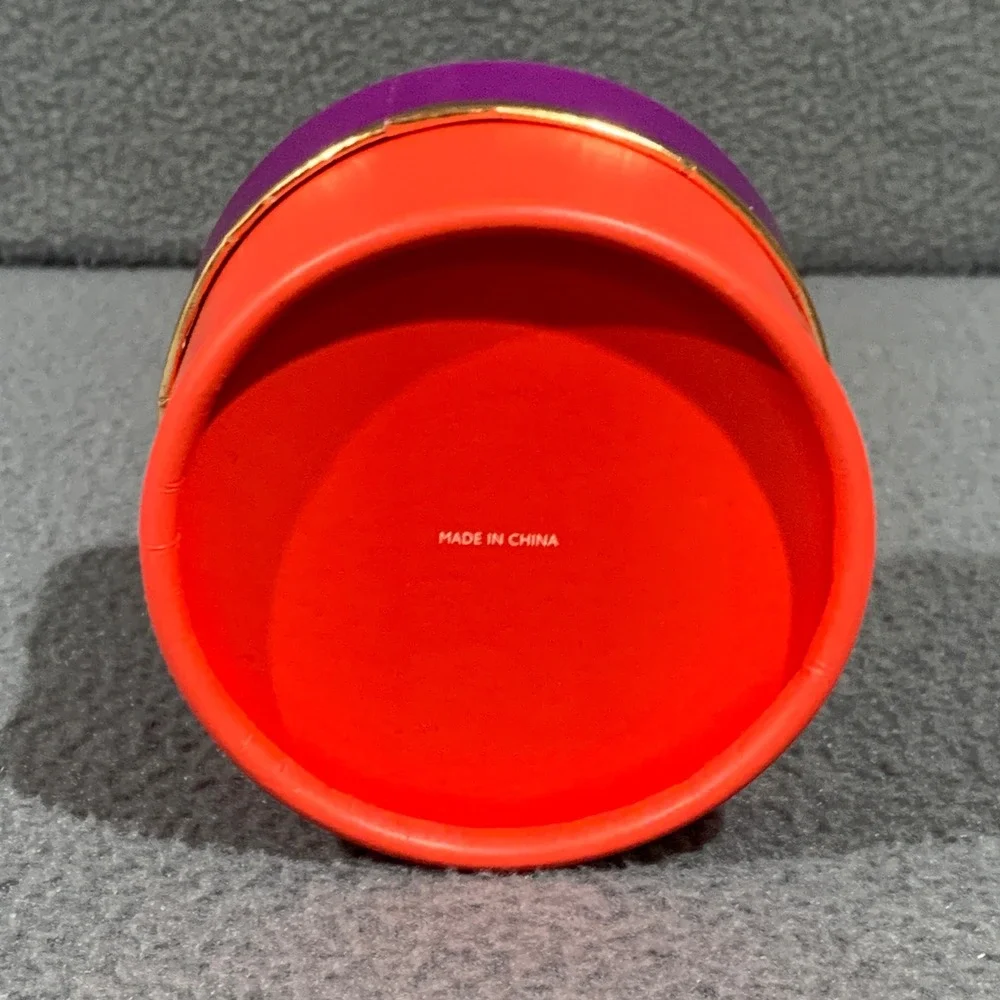 Kate Spade New York Empty Round Gift Box Purple‎ Orange Gold Accent Small